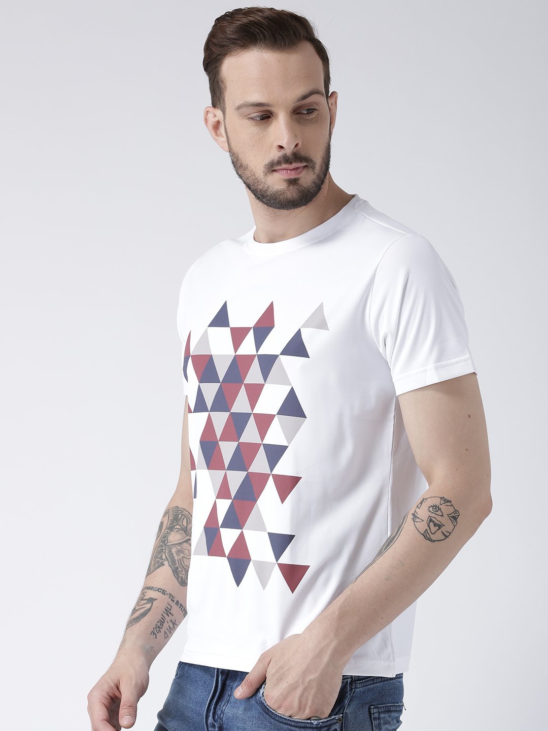 Men White Graphic Round Neck T-shirt - JUMP USA