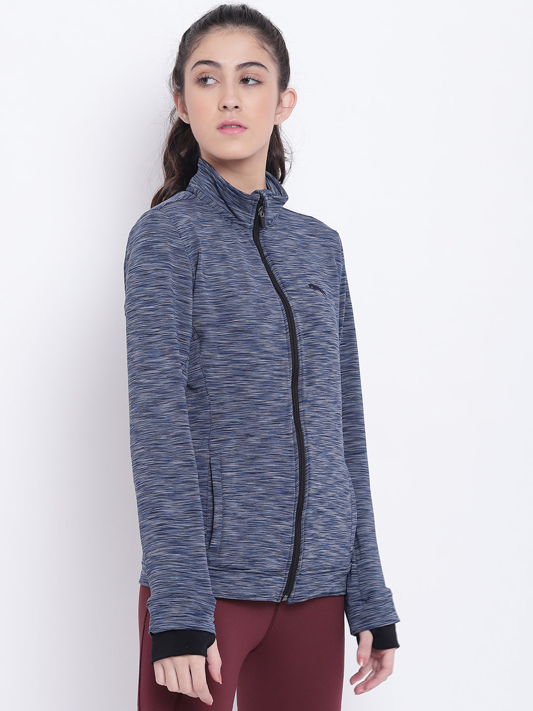 Women Navy Blue Sports Sporty Jacket - JUMP USA