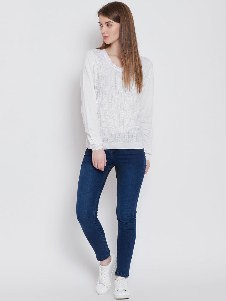 Women White Casual Sweaters - JUMP USA