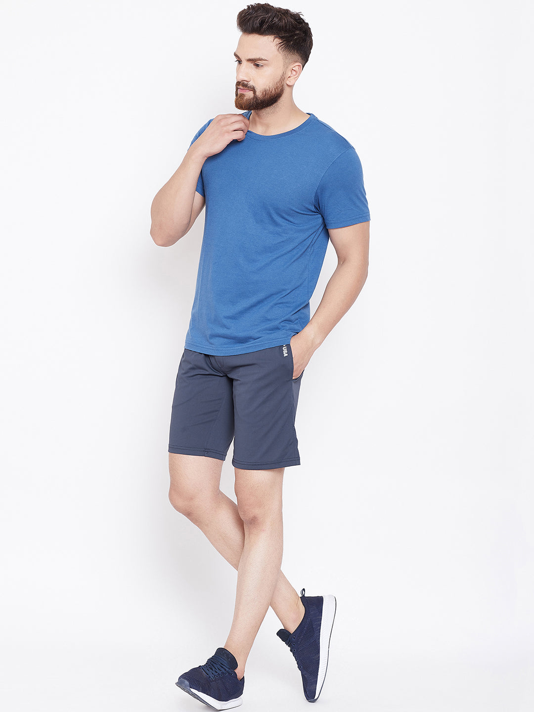 JUMP USA Men Navy Blue Solid Active Wear Shorts - JUMP USA