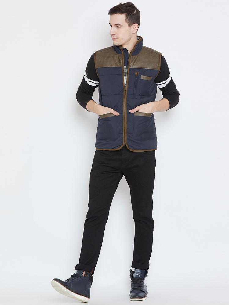 Men Casual Blue Padded Jacket - JUMP USA