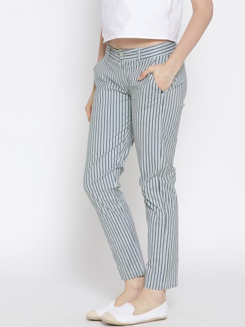 Women Striped White Trousers - JUMP USA
