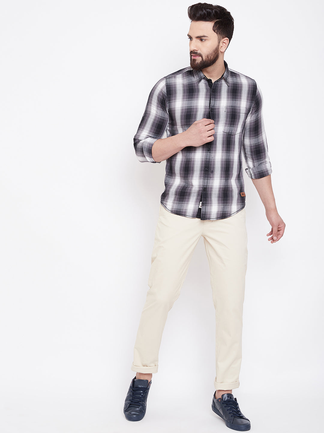 JUMP USA Men Beige Casual Regular Fit Trousers - JUMP USA