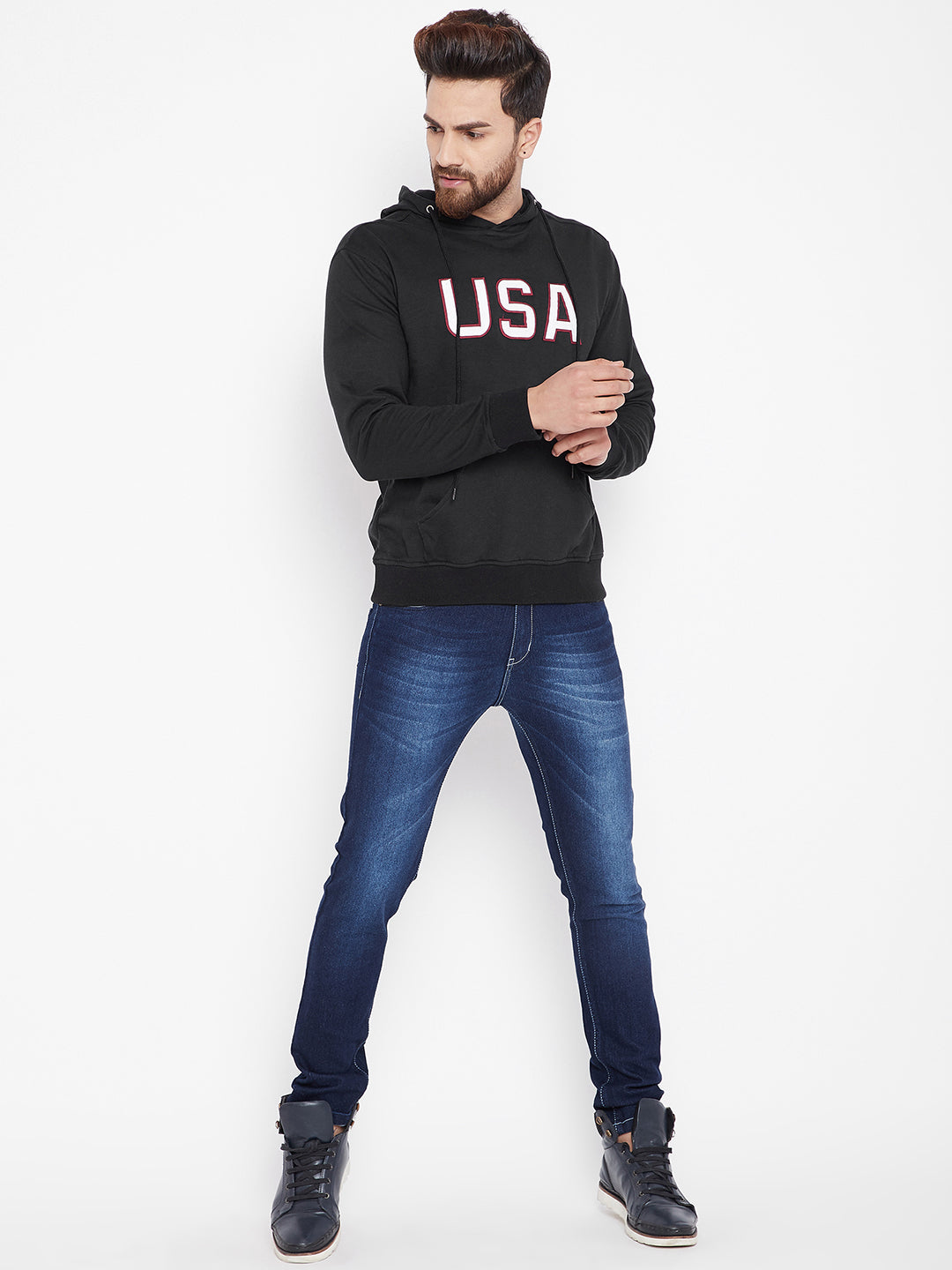 Mens Solid Black Sweatshirt - JUMP USA