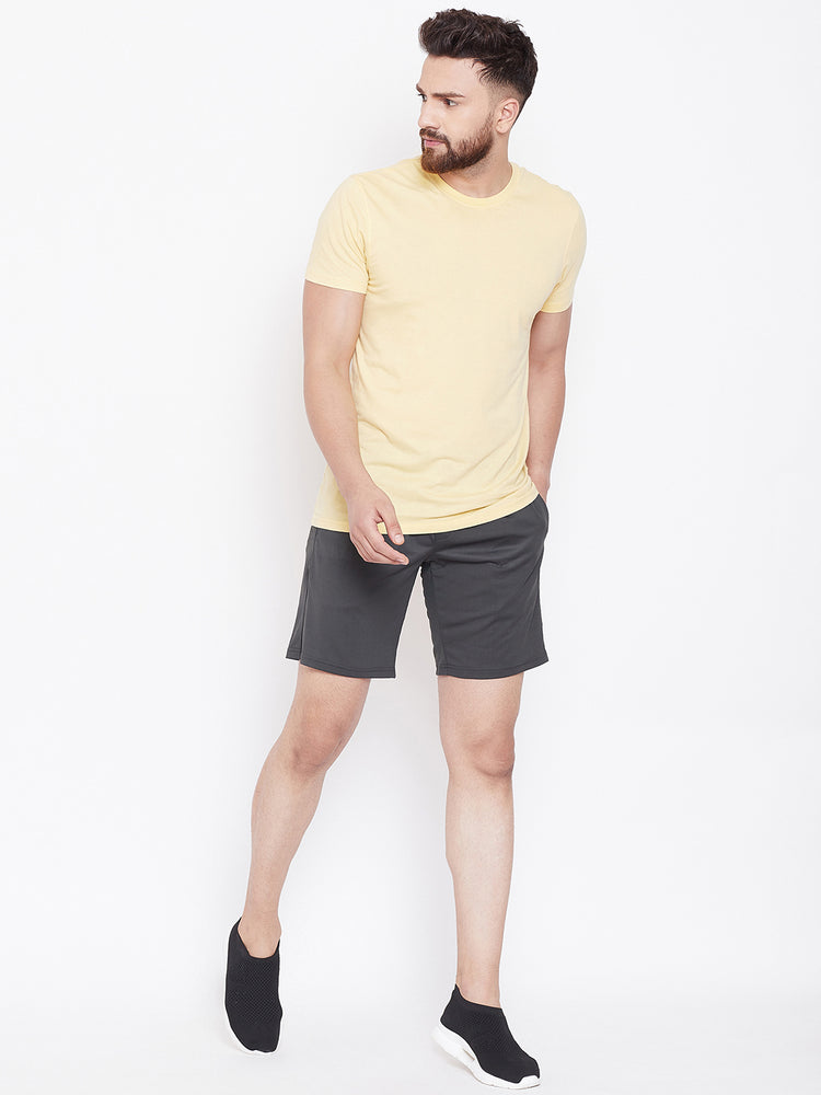 JUMP USA Men Solid Charcoal Active Wear Shorts - JUMP USA