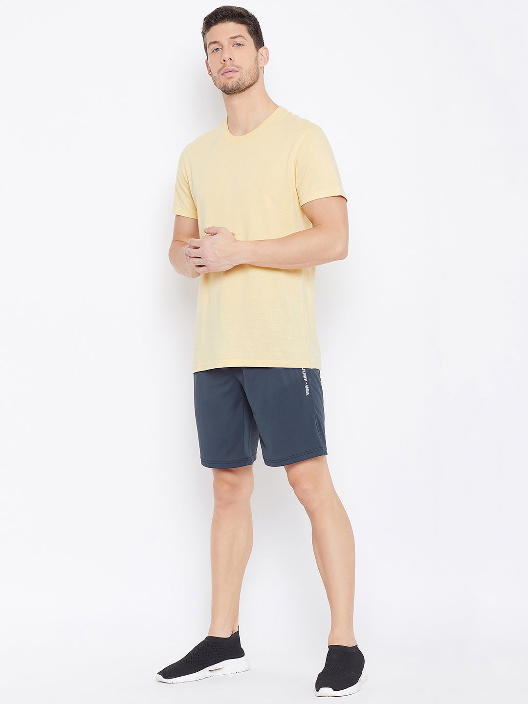JUMP USA Men Navy Blue Solid Active Wear Shorts - JUMP USA