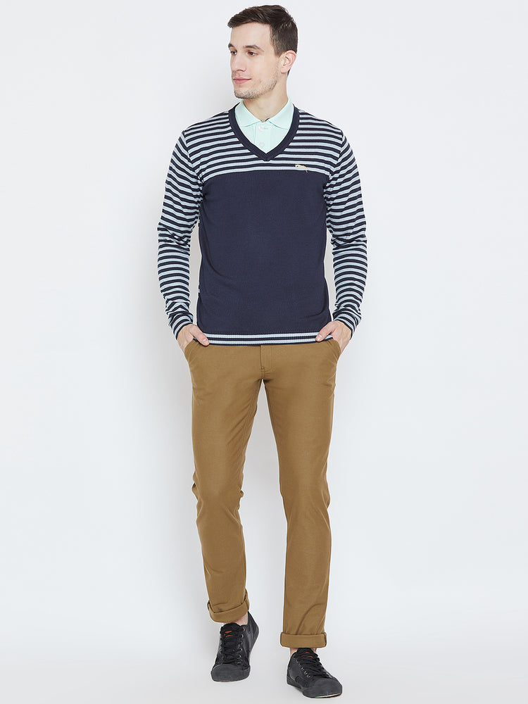Men Navy Blue Casual Sweaters - JUMP USA