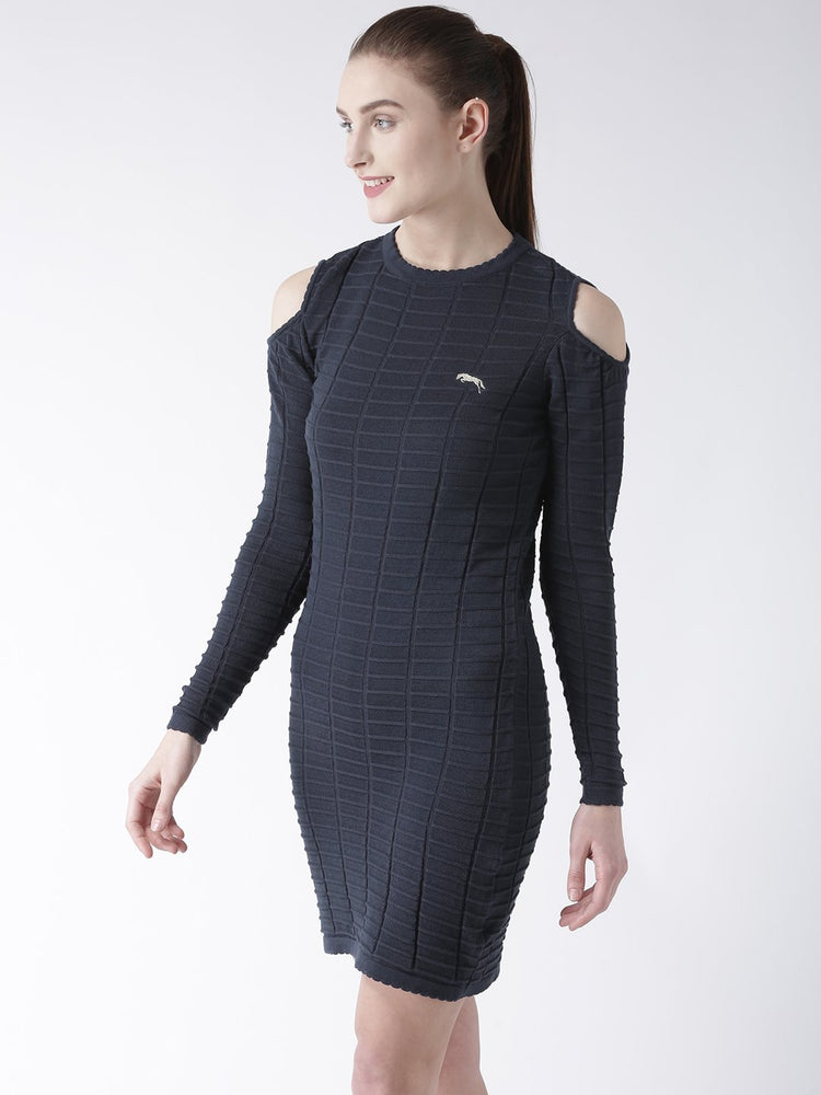Women Cotton Casual Long Sleeve Navy Dress - JUMP USA (1568777371690)