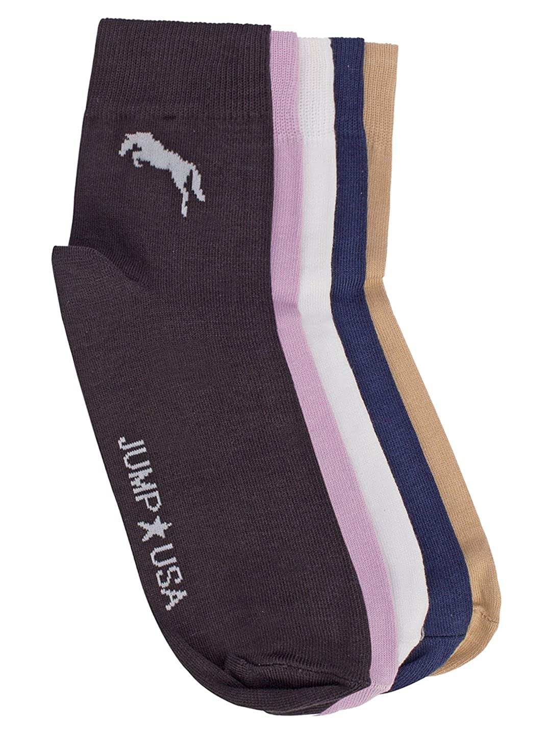 JUMP USA Men's Ankle Length Bamboo Cotton Socks - Pack of 5 | Men Casual Socks for Everyday Wear - Sweat Proof, Quick Dry, Padded for Extra Comfort | Color - Beige/White/Green