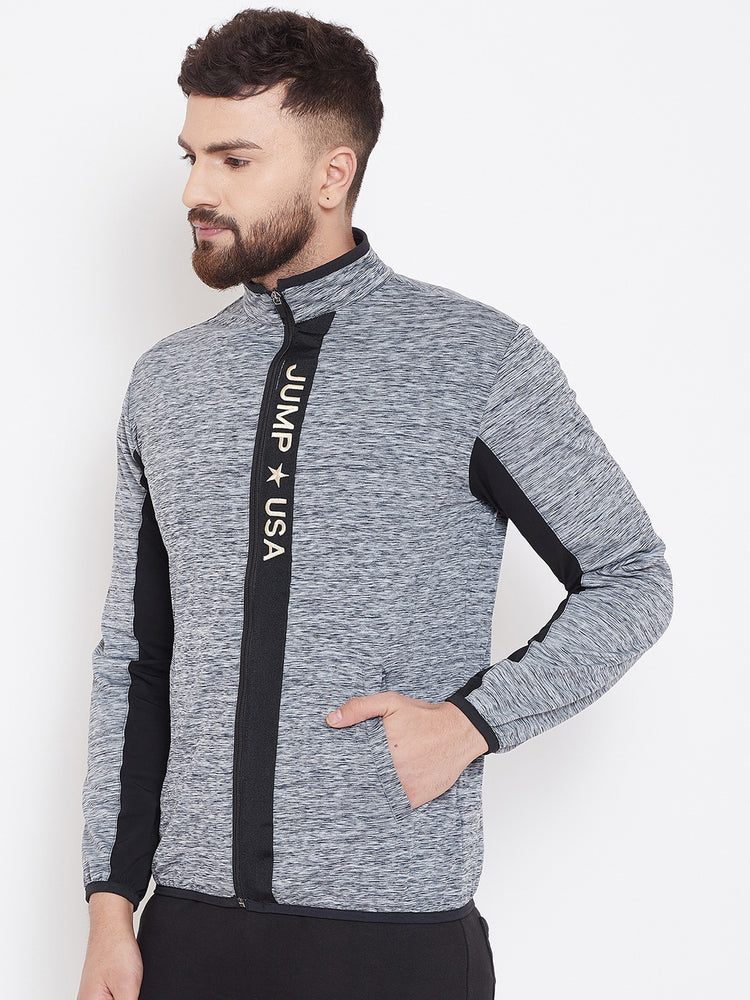JUMP USA Men Navy Blue Solid Active Wear Jacket - JUMP USA