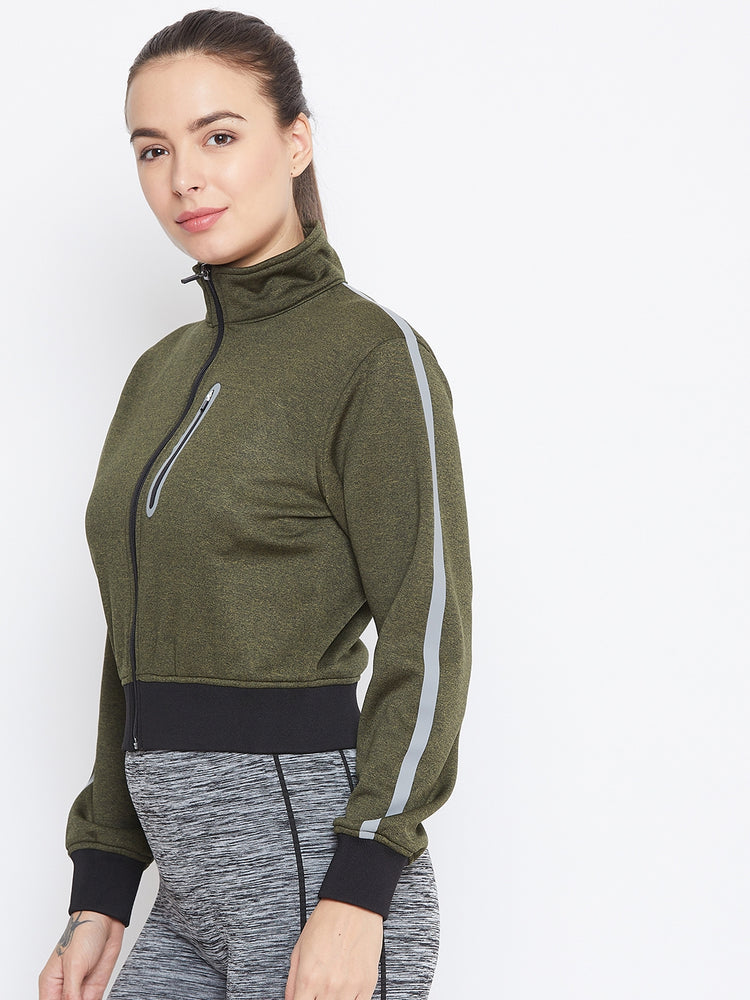 JUMP USA Women Olive Solid Sporty Jacket - JUMP USA