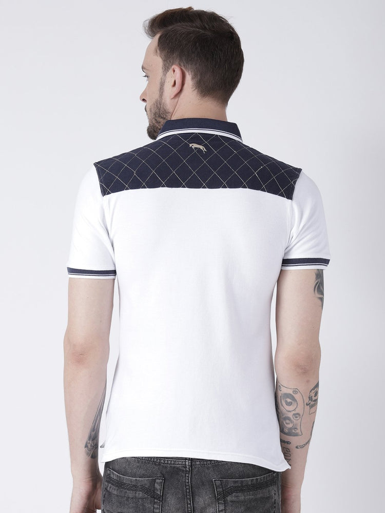 Men White Solid Polo T-shirt - JUMP USA