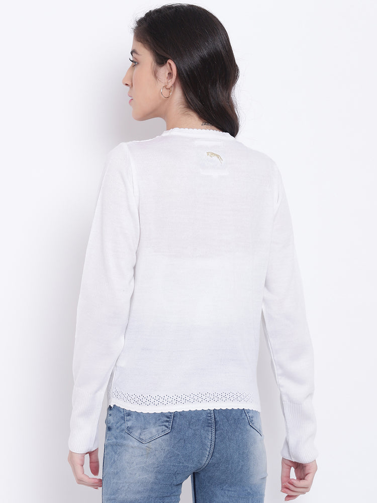 Women White Casual Sweaters - JUMP USA
