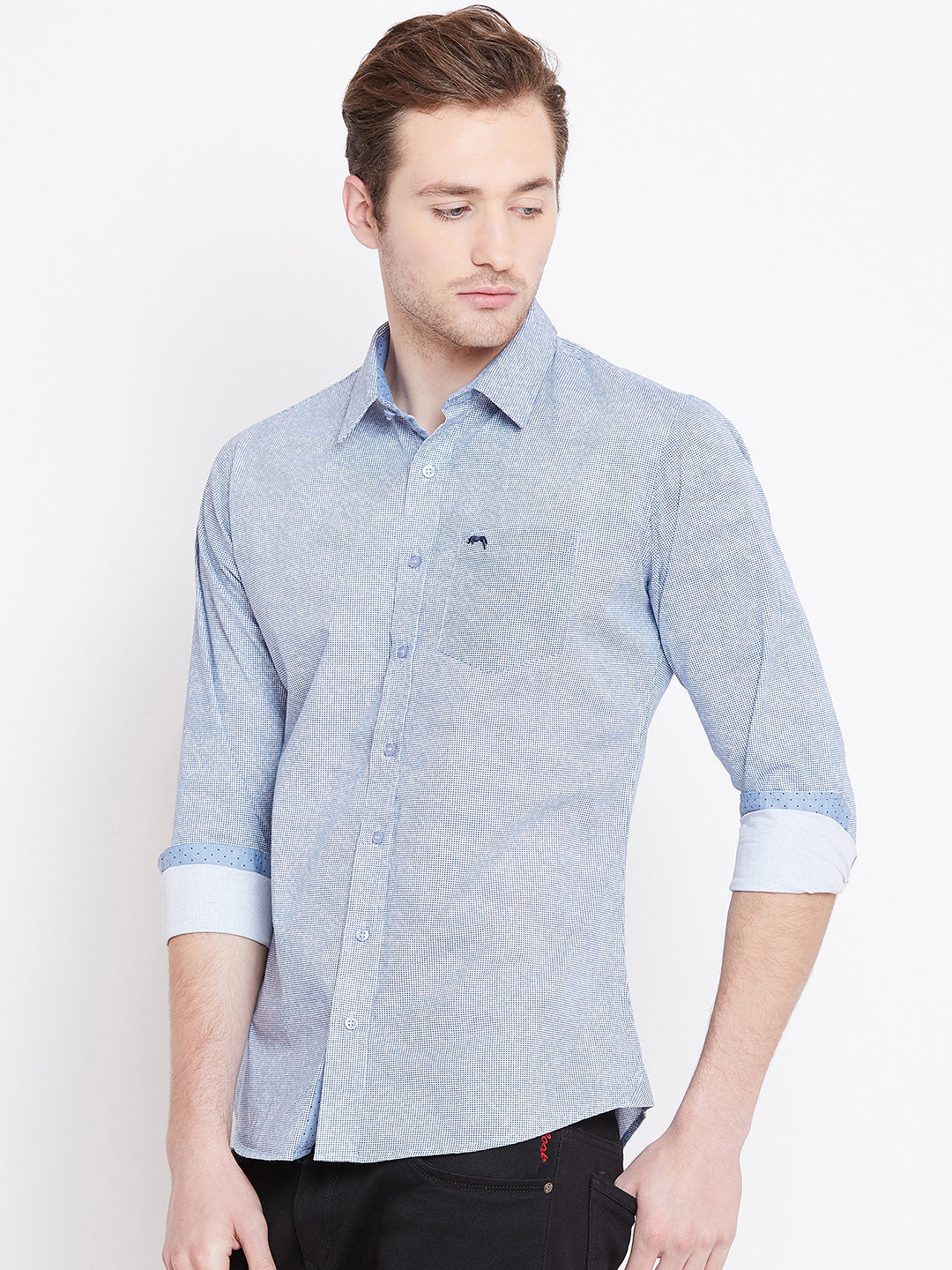 Men White Printed Casual Slim Fit Shirts - JUMP USA