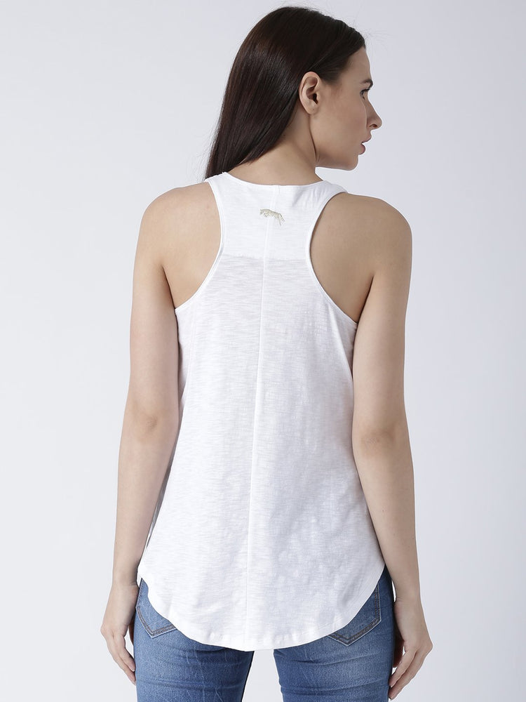 Women White Solid Top - JUMP USA