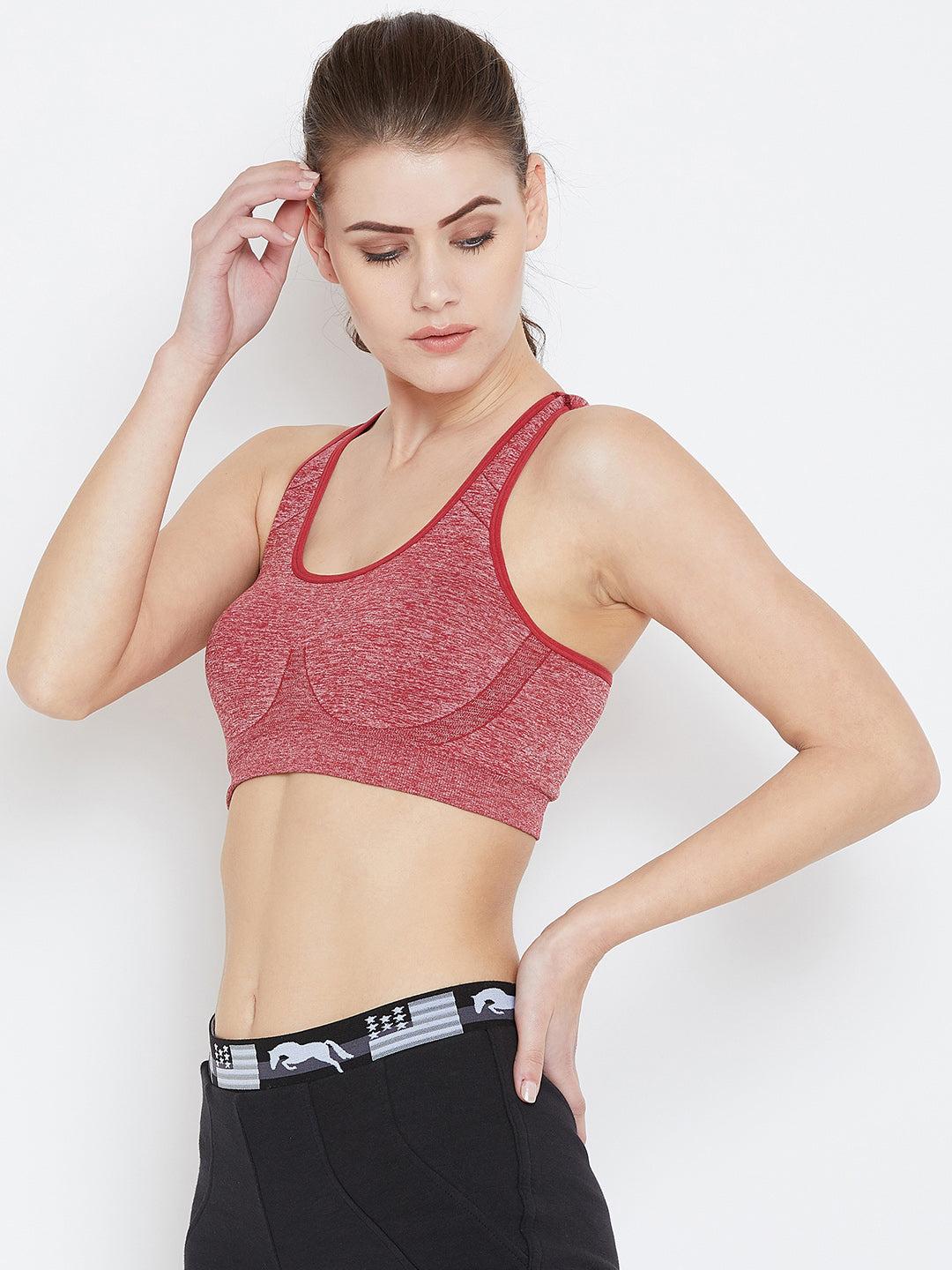 JUMP USA Women Red Non-Wired Lightly Padded Sports Bra