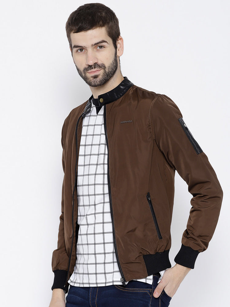 Men Copper Solid Open Front Jacket - JUMP USA