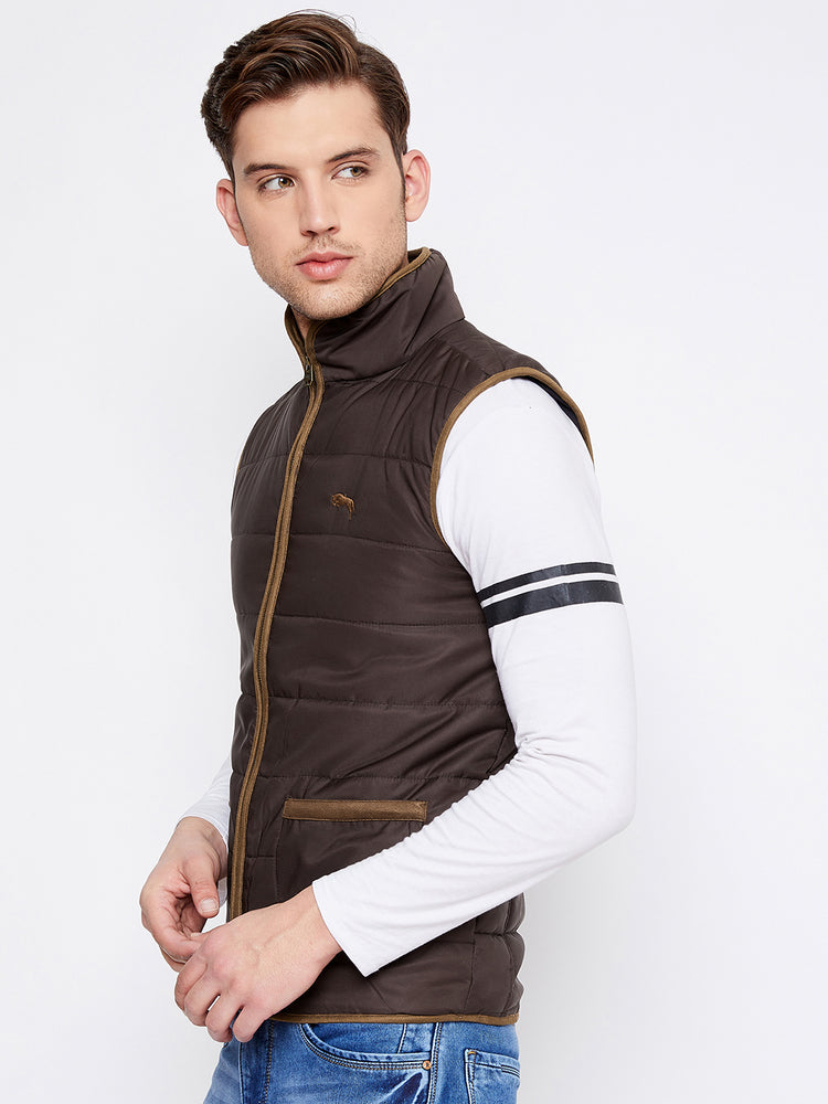 JUMP USA Men Coffee Brown Sleeveless Padded Jacket - JUMP USA