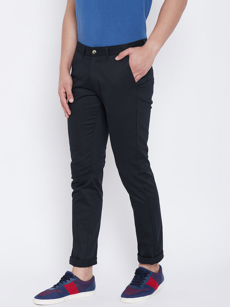 JUMP USA Men Navy Blue Regular Fit Solid Trousers - JUMP USA