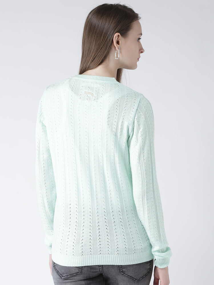 Women Teal Self Design Pullover - JUMP USA