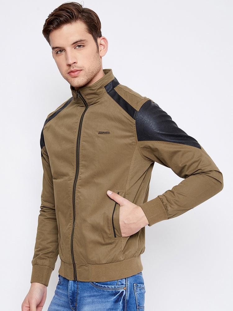 JUMP USA Men Brown Solid Casual Bomber Jacket - JUMP USA