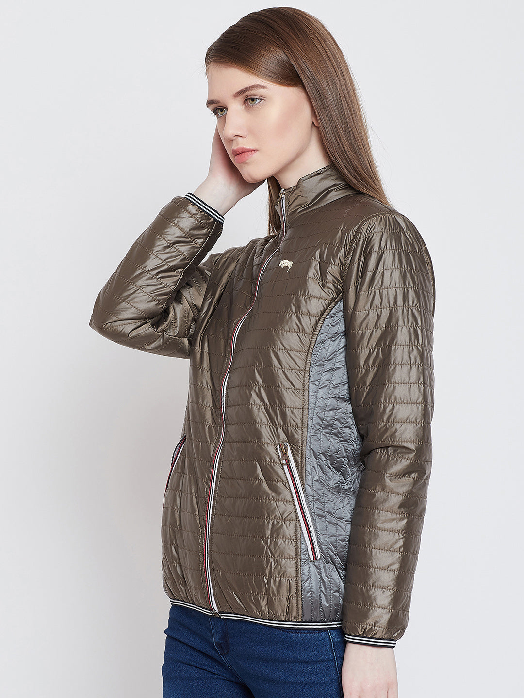 Women Casual Copper Quilted Jacket - JUMP USA