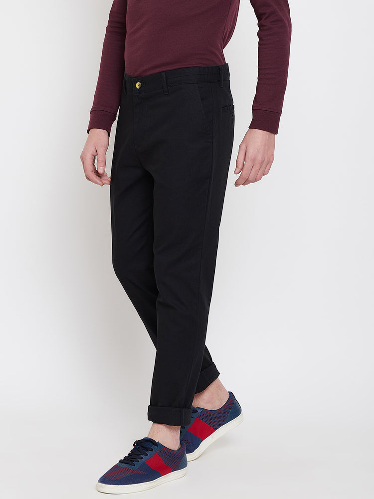 JUMP USA Men Black Casual Slim Fit Trousers - JUMP USA