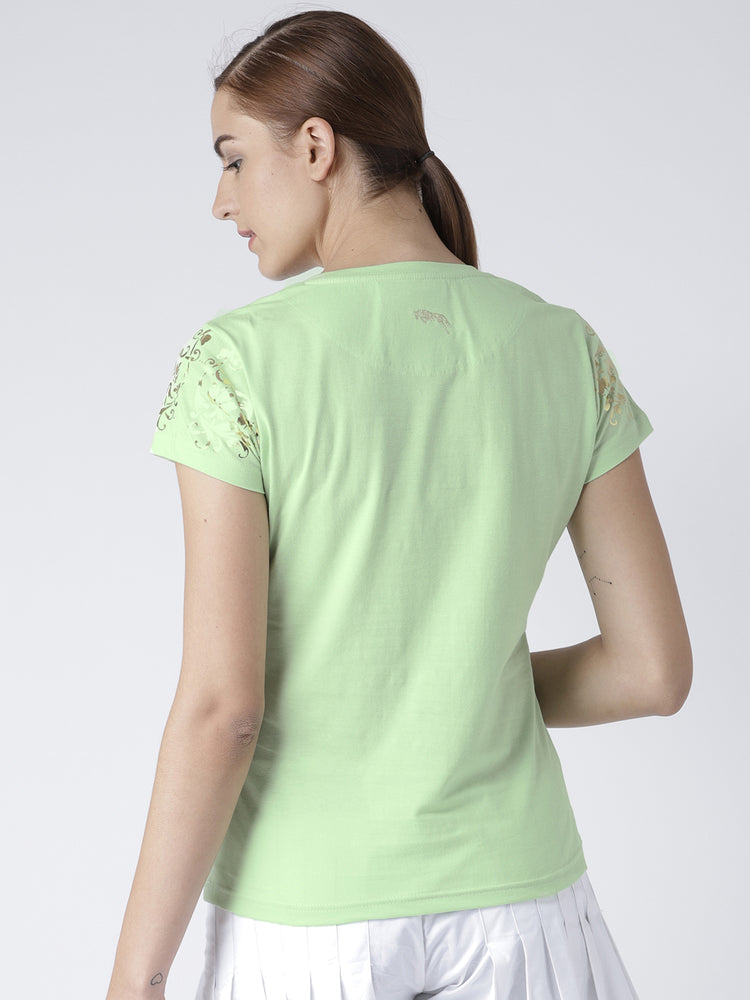 Women Green Casual T-shirt - JUMP USA