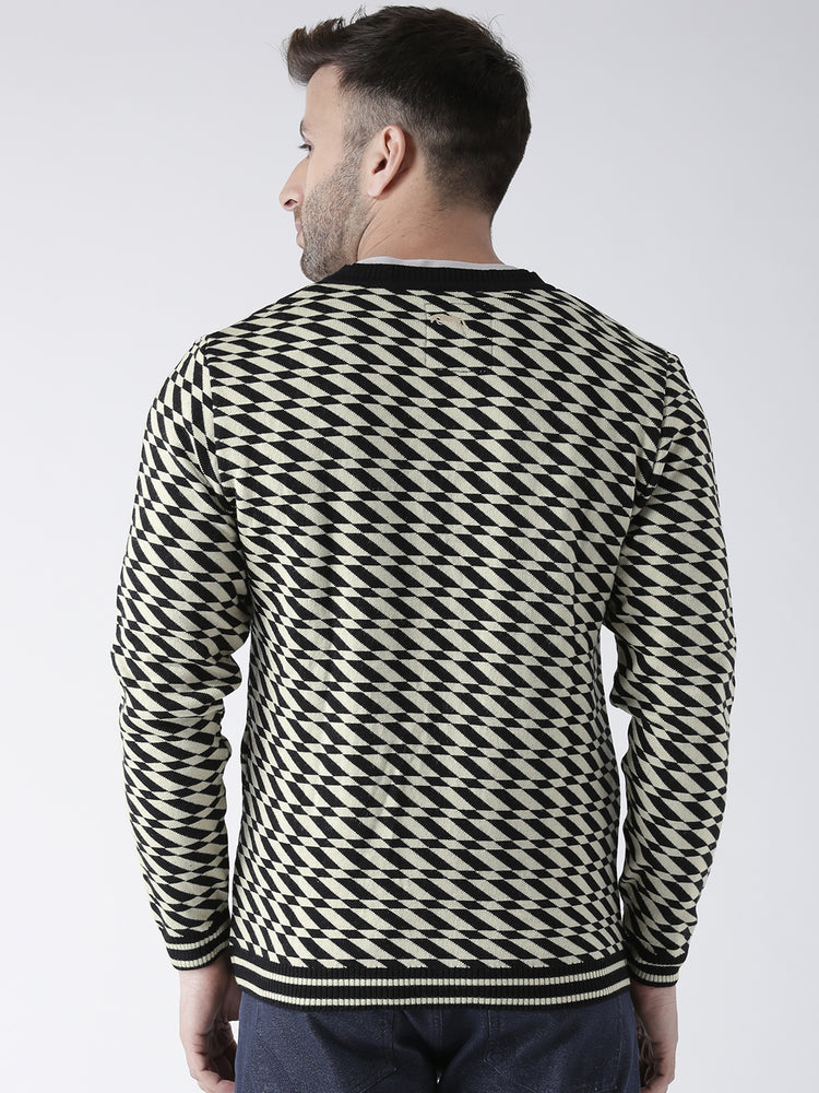 Men Black and Beige Colourblocked Pullover - JUMP USA