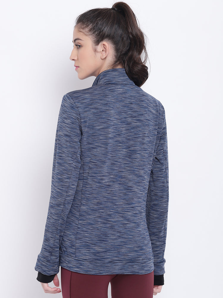 Women Navy Blue Sports Sporty Jacket - JUMP USA