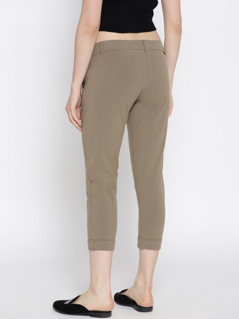 Women Solid Cropped Chinos - JUMP USA