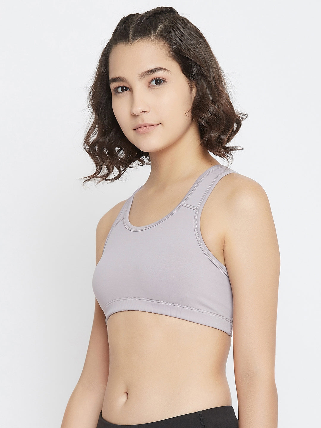 JUMP USA Grey Solid Non-Wired Non Padded Sports Bra