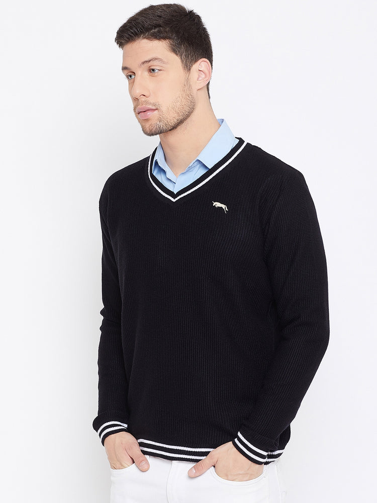 JUMP USA Men Black Self Design Pullover - JUMP USA