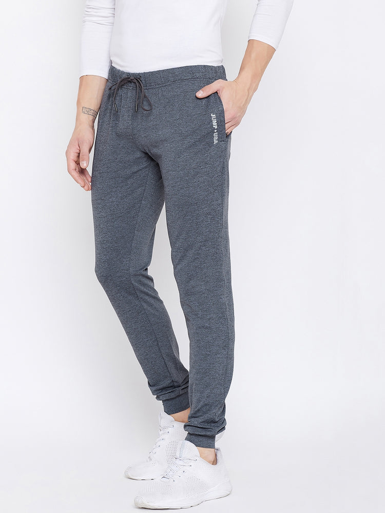 JUMP USA Men Slim Fit Navy Blue Solid Active Wear Joggers - JUMP USA