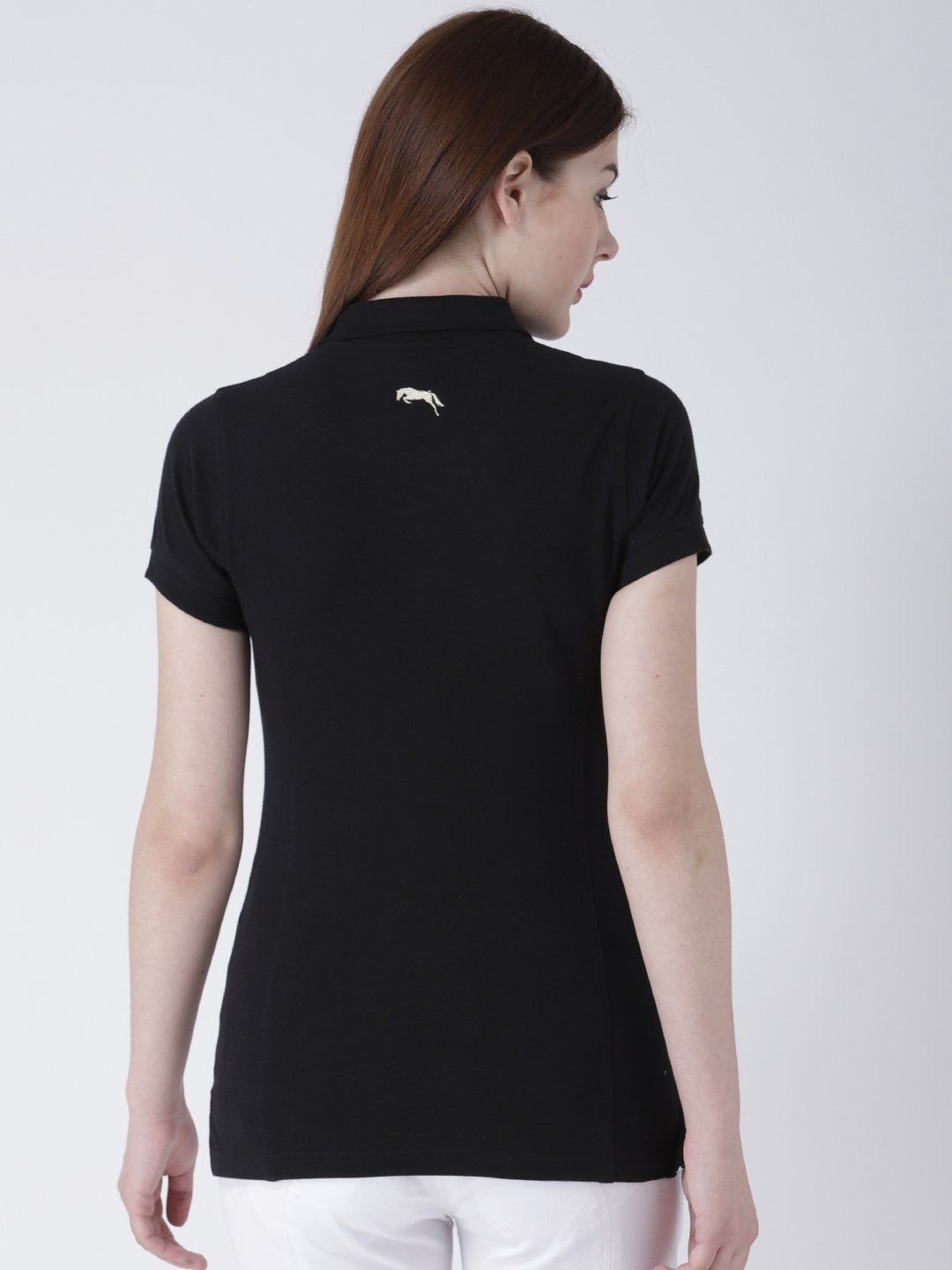 Women Solid Polo Neck T-shirt - JUMP USA