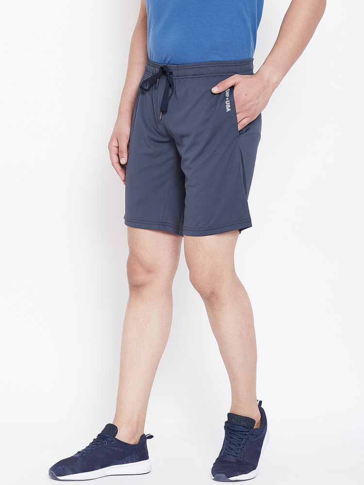JUMP USA Men Navy Blue Solid Active Wear Shorts - JUMP USA