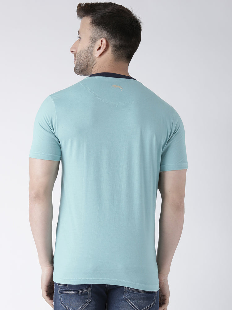 Men Blue Round Neck Tshirt - JUMP USA