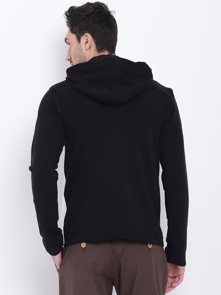 Men Casual Colourblocked Black Sweatshirt - JUMP USA