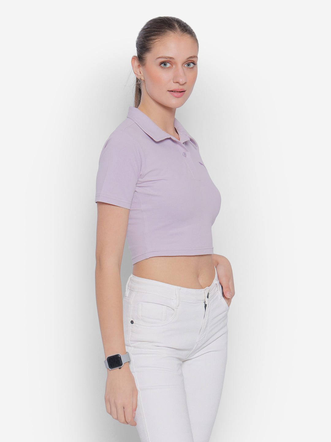 JUMP USA Pure Cotton Short Sleeve Polo Crop Top