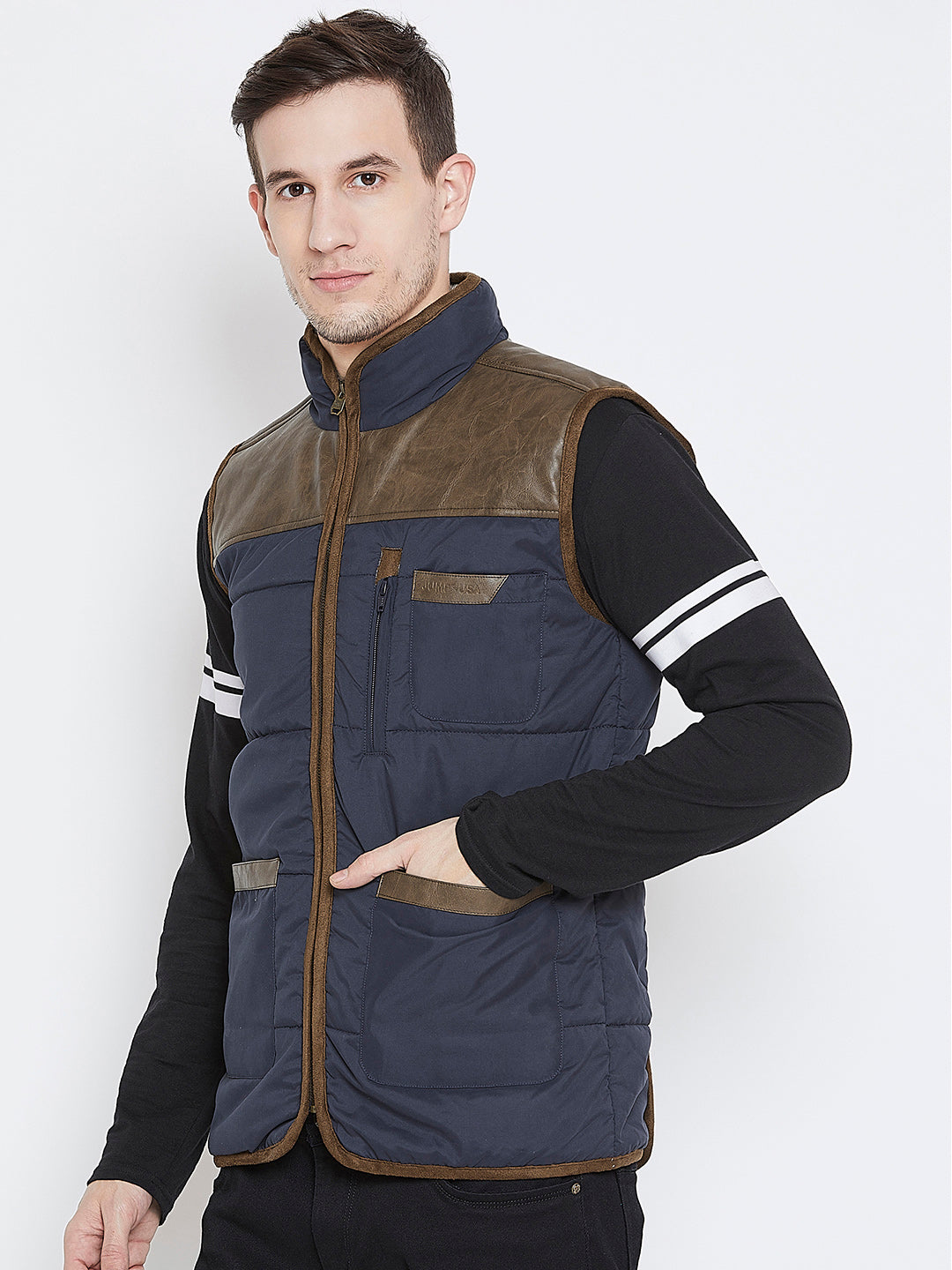 Men Casual Blue Padded Jacket - JUMP USA