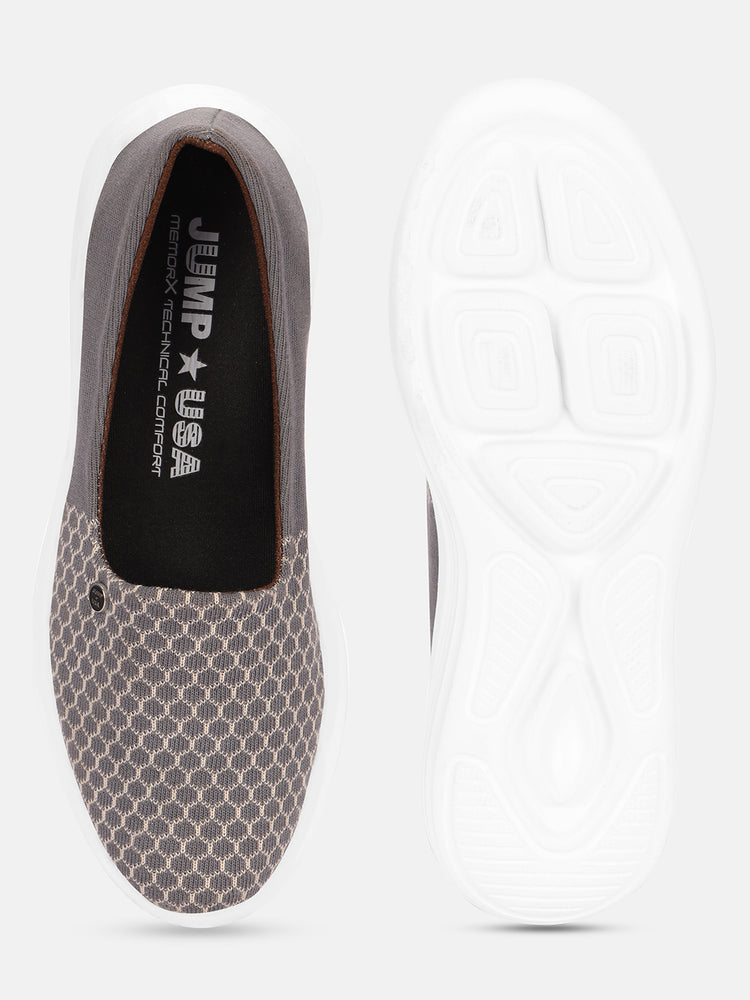 JUMP USA Women's Textured Grey Smart Casual Sneakers Shoes - JUMP USA