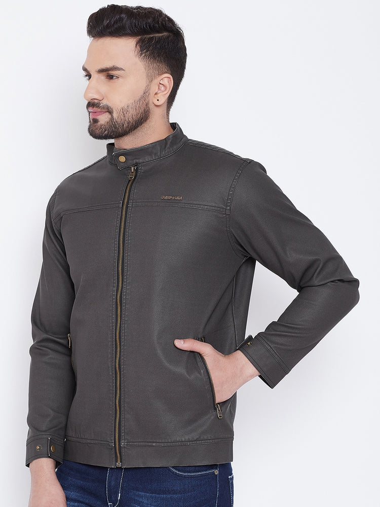 JUMP USA Men Black Casual Leather Jacket - JUMP USA