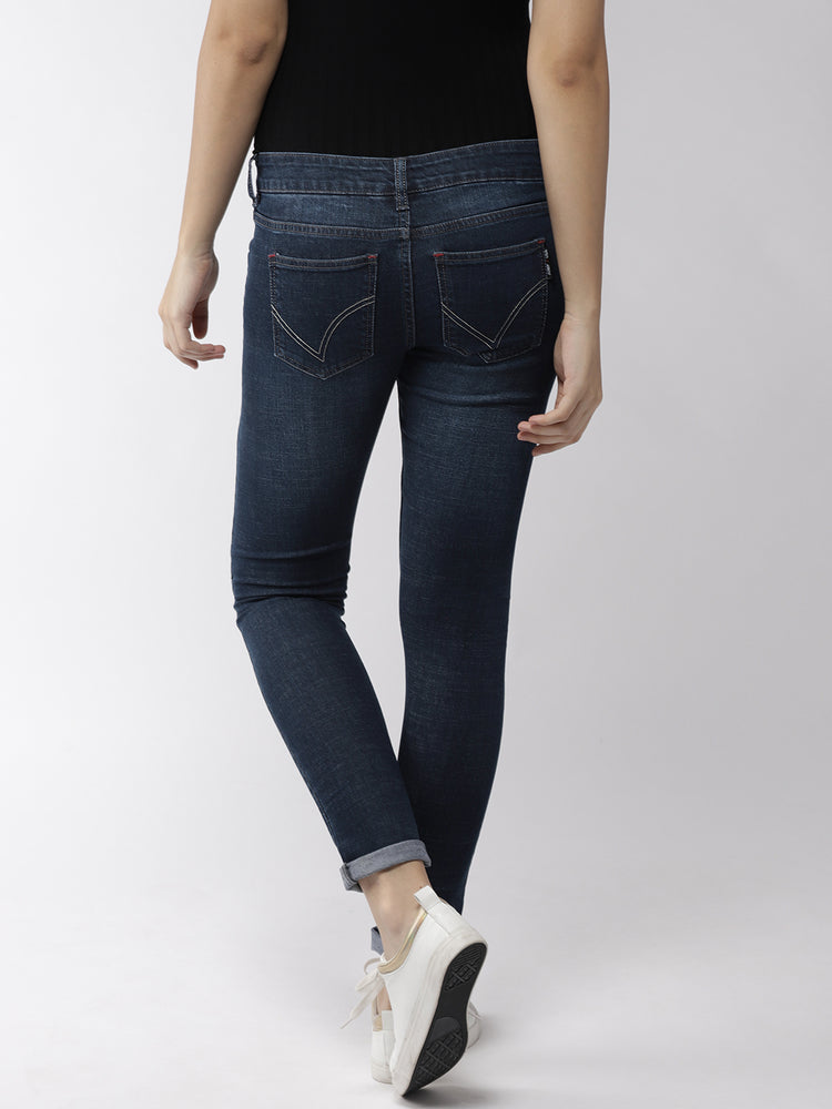 Women Blue Skinny Fit Mid-Rise Clean Look Jeans - JUMP USA