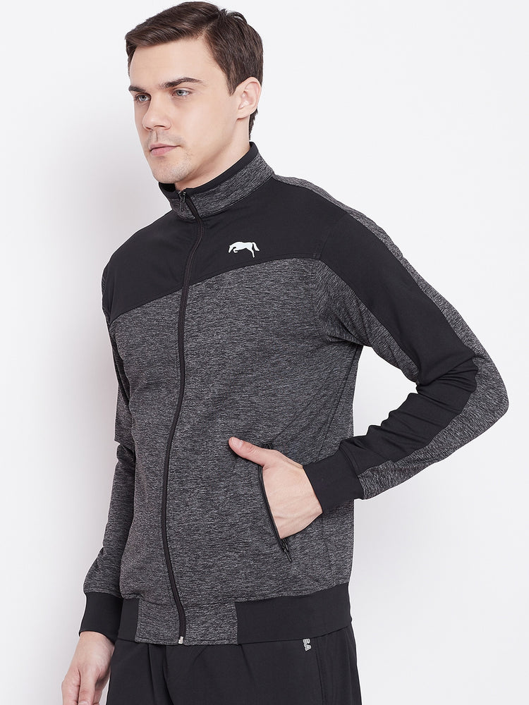JUMP USA Men Grey & Black Design Active Wear Sporty Jacket - JUMP USA