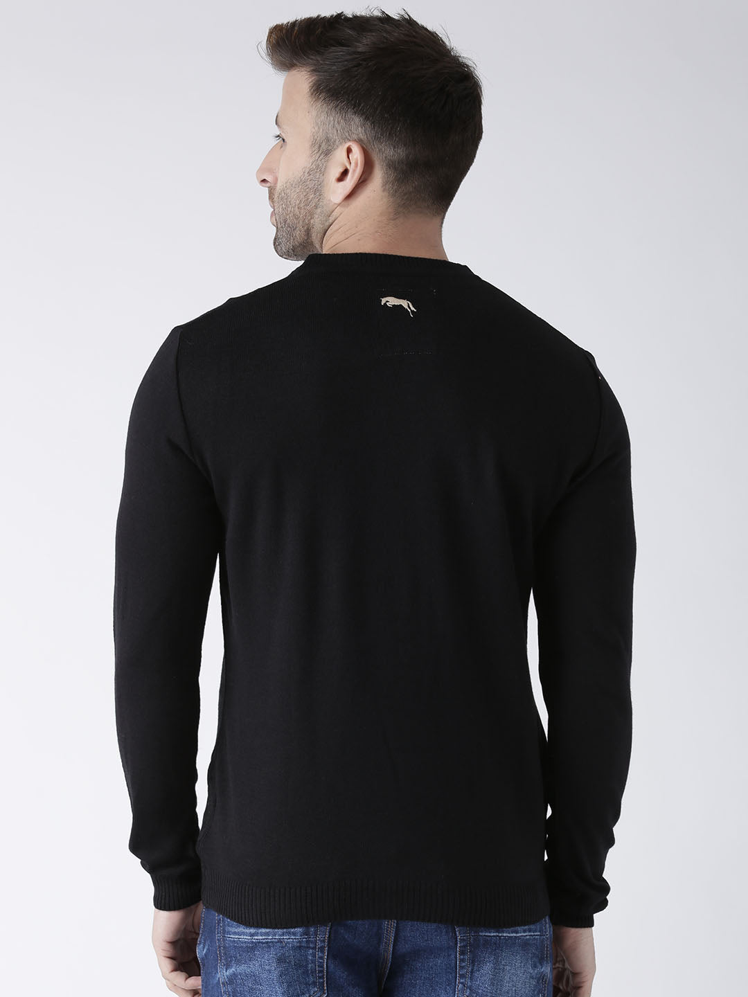 Men Black self Design Pullover - JUMP USA