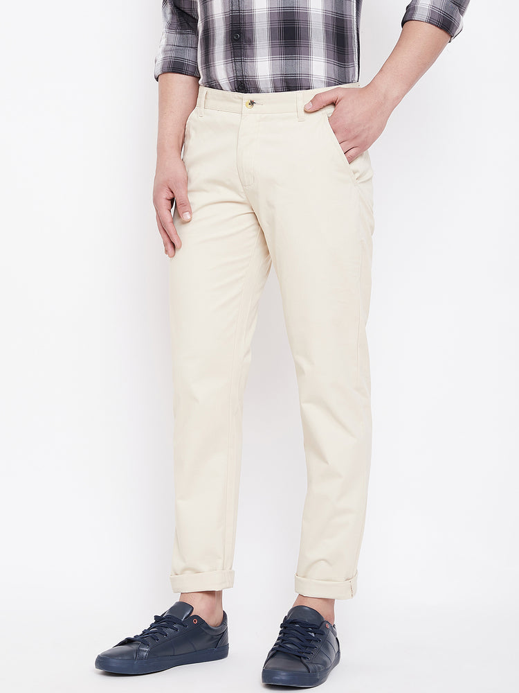 JUMP USA Men Beige Casual Regular Fit Trousers - JUMP USA