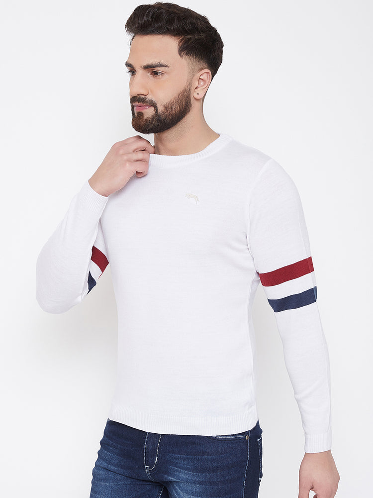 JUMP USA Men White Solid Sweater - JUMP USA