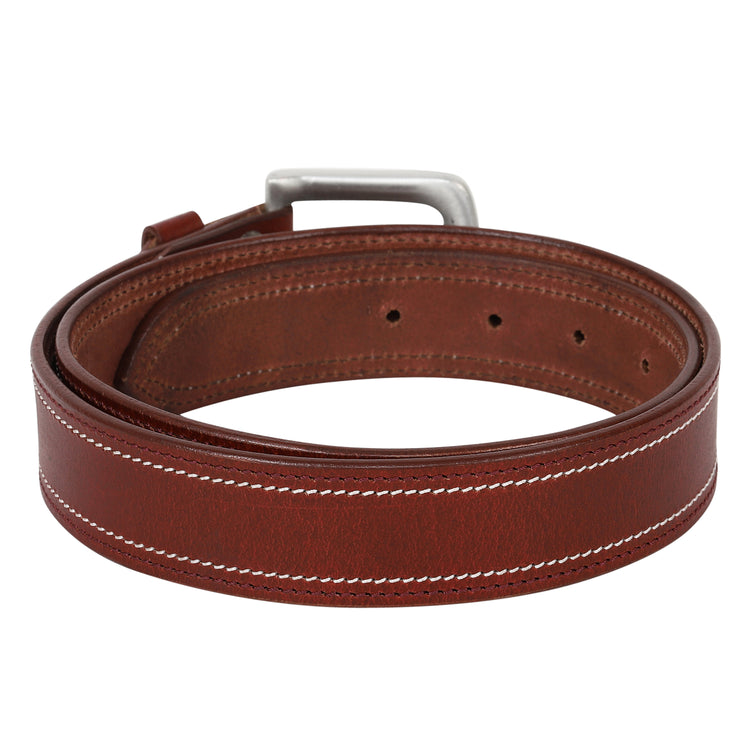 Men Leather Brown Belts With Metal Buckle - JUMP USA