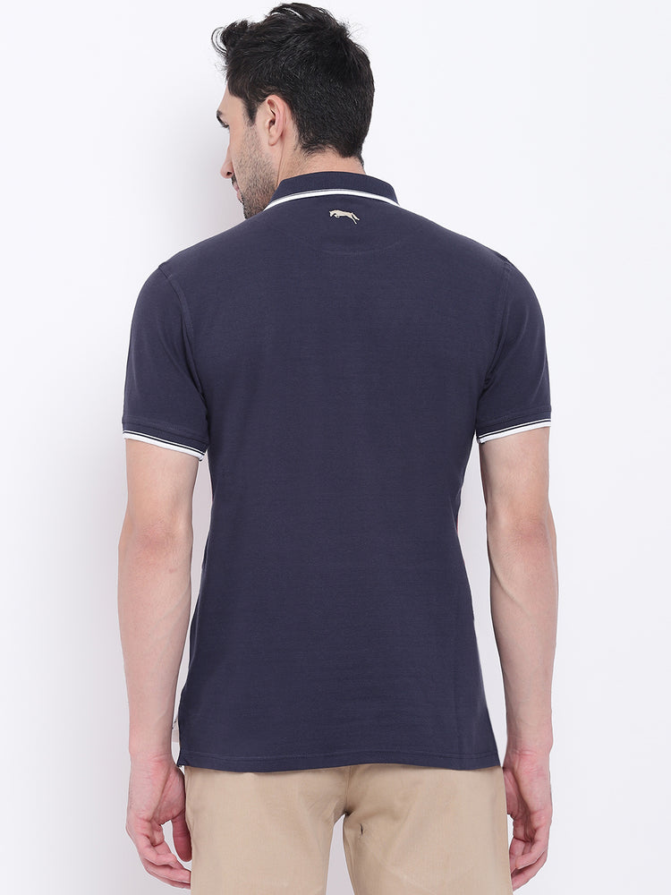 Men Casual Solid Red Polo Collar T-Shirt - JUMP USA