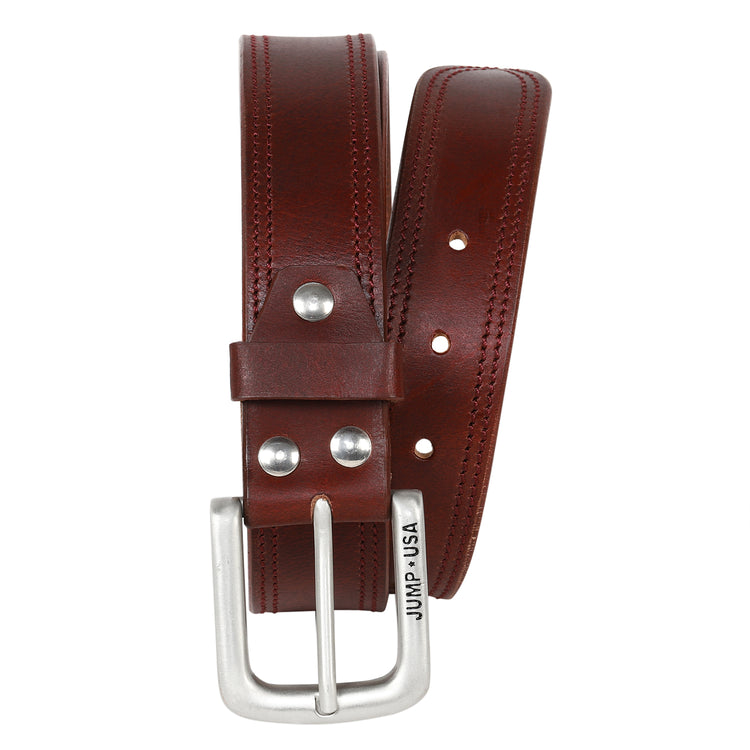 Men Leather Brown Belts With Metal Buckle - JUMP USA